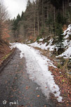 Stará rejvízská cesta, 630m n. m. začíná sníh